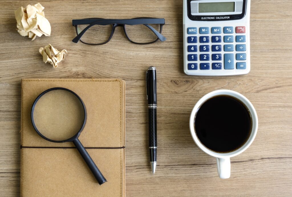 Desk office business financial accounting calculate