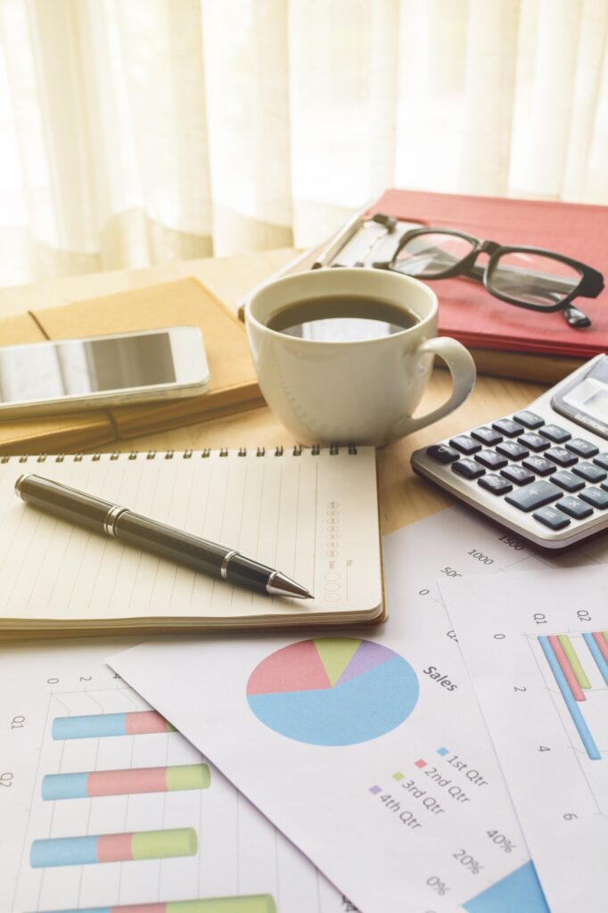 Desk office business financial accounting calculate, Graph analysis